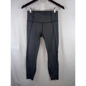 Athleta Heather Gray Cropped Leggings with Stitching Small